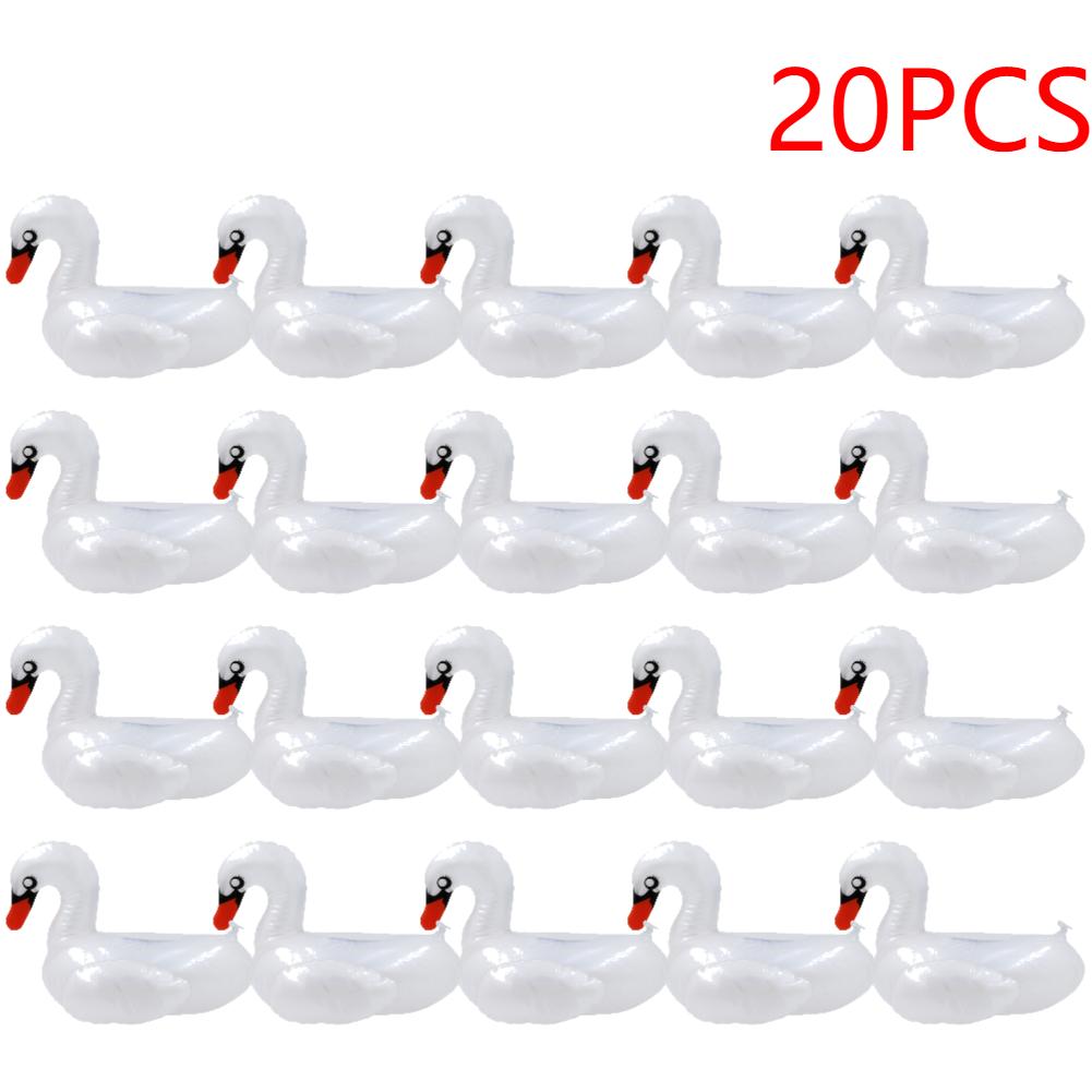 5-20PCS Swan Beverage Glass Holder PVC Cartoon Swan Cup Cushion Portable Water Inflatable Coasters for Holiday Birthday Party