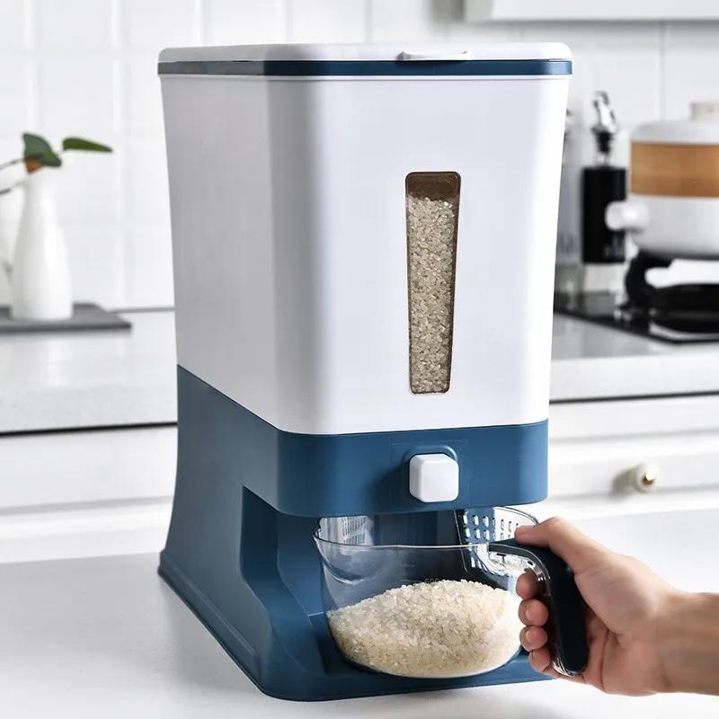 10KG Velkokapacitní kbelík na rýži Uzavíratelný box na rýži Kuchyňský kontejner na obiloviny odolný proti hmyzu a vlhkosti Úložný box na zrno a cereálie