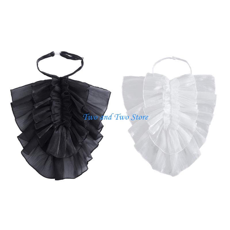 HX6F Victorian Drape Faux Collar 2Pcs Courtstyle Neckpiece Decorative Collar Neckwear