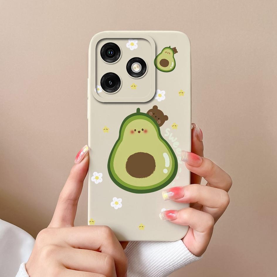 Liquid Silicone For Infinix Note 40 Smart 8 Plus Tecno Spark 20 Pro Itel A50 P55 Phone Cover Cases Screen Protector Lovely Avocado Popular Back Covers