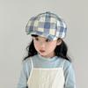New Children's Plaid Front Hat Spring and Autumn Retro Baseball Cap Painter Hat Baby British Breathable Outdoor Beret