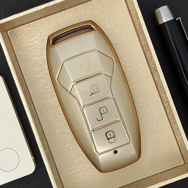 Quicksand Gold Shell Case for BYD Car Keys: Compatible with Tang DM, Song Pro, Song Max, Dolphin.
