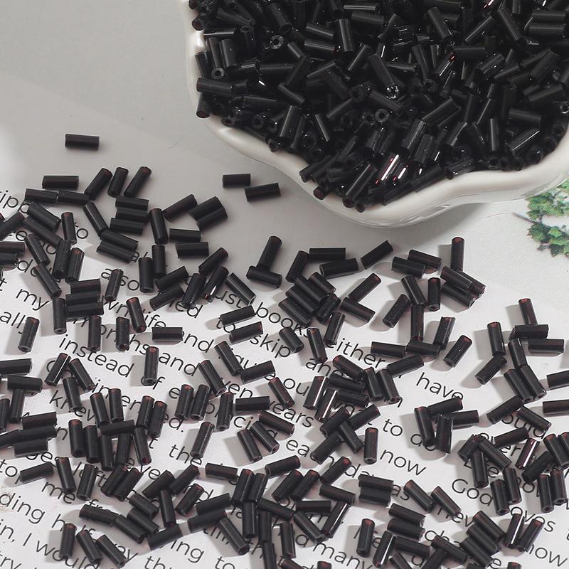 Silver-Filled 2x7mm Rice Tube Glass Beads for Handmade DIY Jewelry and Clothing Accessories