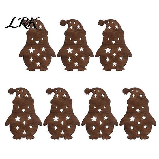 Holiday Wall Hanging Signs 7Pcs 3D Light-Up Wooden Reindeer Christmas Decor with Warm LED Backlight, Peel And Magical Atmosphere Stick Rustic Art for