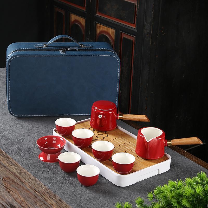 Travel Tea Set High-end Kung Fu Tea Set Business Gift Tea Set Ji Blue Glaze Ceramic Tea Set