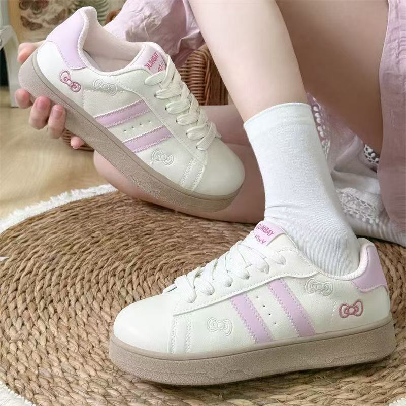 

Thick-soled heightening board shoes spring new niche retro chic shoes casual sports 35【foot length 22.5cm】 розовый