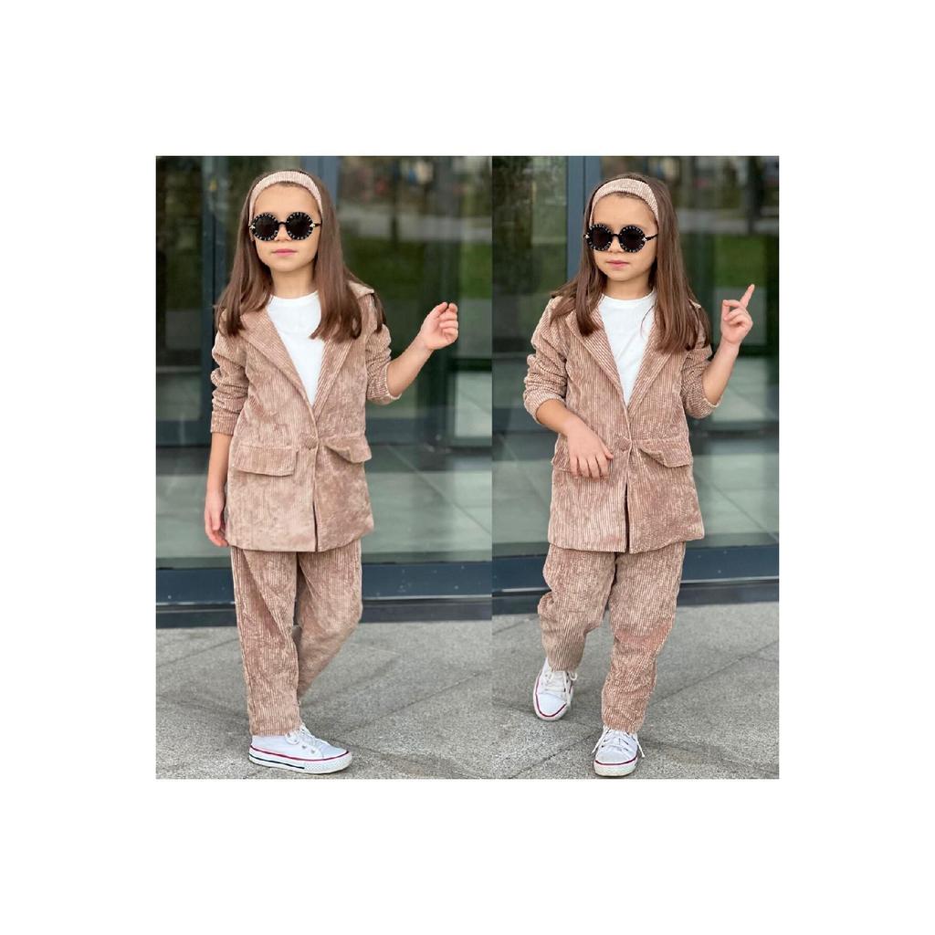 Set jachetă pentru fete, catifelat, elegant, 3 piese, 9068 nurcă