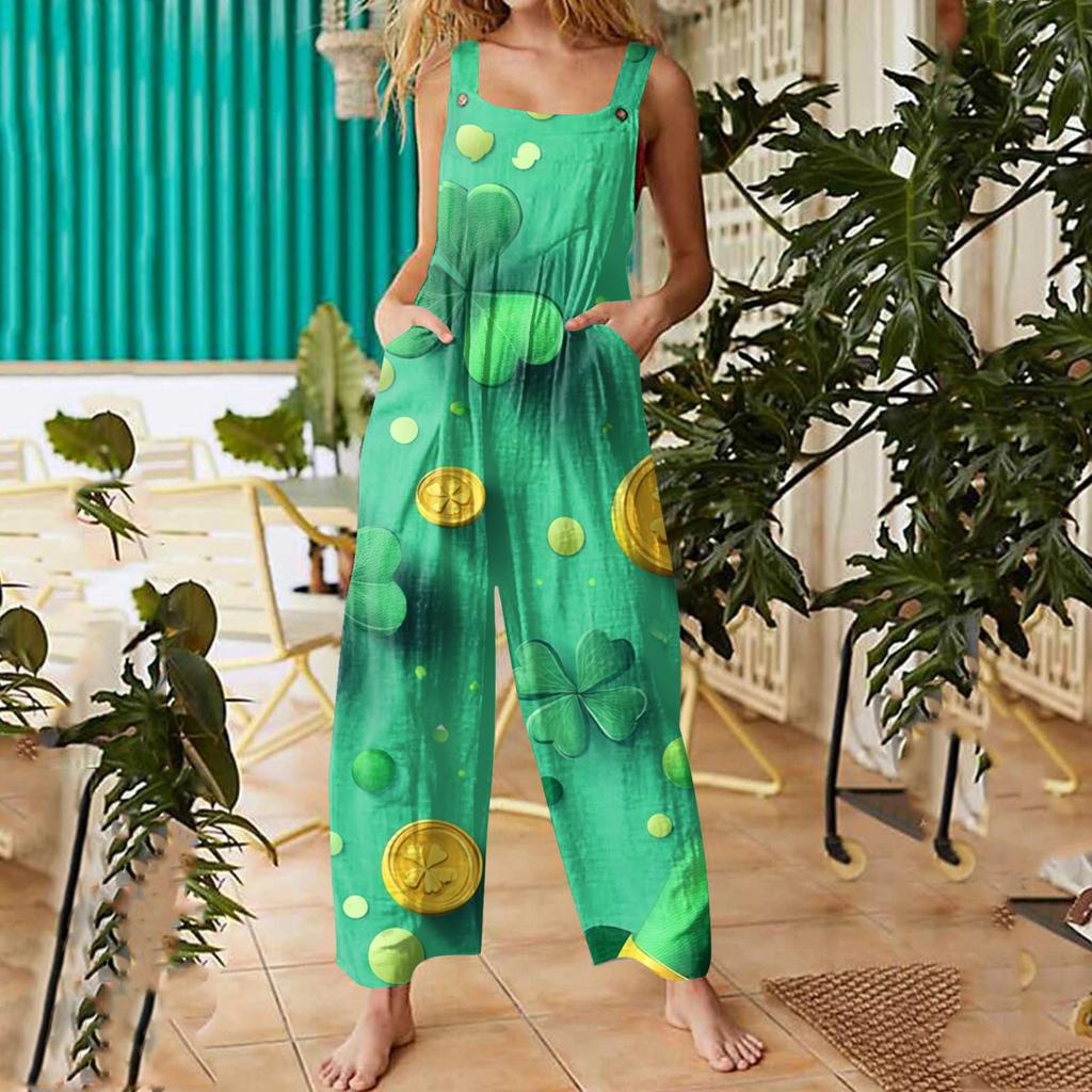 Womens Casual Overalls Jumpsuits Adjustable Straps Sleeveless Summer Cute Comfy Rompers With Pocket