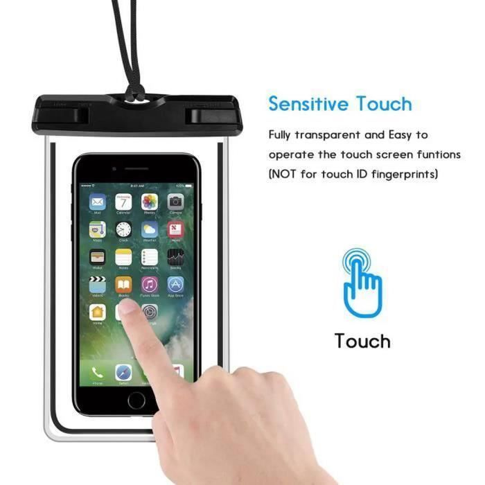 Pochettes Étanches - E.F.CONNECTION - Lot de 2 - Noir - Compatible iPhone - Accès Écran Tactile