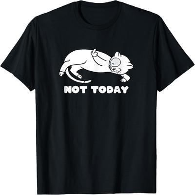 Not Today Cat With Middle Finger Lazy Cat Lover T-Shirt