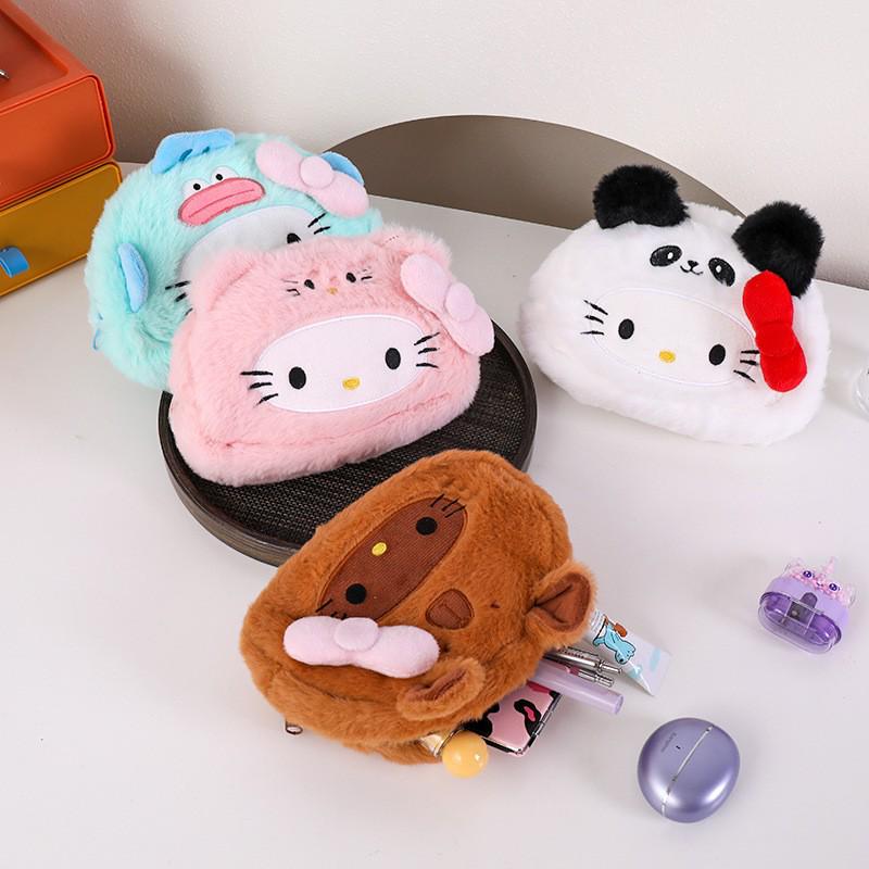 Astuccio Portapenne Peluche Gattino Stile Giapponese - Carino, Grande Capacità, Borsa per Cancelleria Cartone Animato