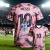 New Messi Summer 3D Print Pattern Football Shirt T-shirt Quick-Dry Breathable Training Family Clothing
