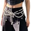 Fashionable Pearls Body Waist Chain Featuring Multiple Layer Fringe and Metal Petal Detail for Fashion Look