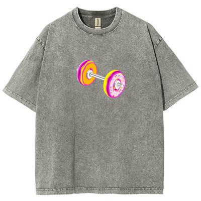 T-shirt con Stampa Teschio Cartone Animato Lavata Vintage Dold Girocollo Manica Corta T-shirt Tendenza High Street Estate