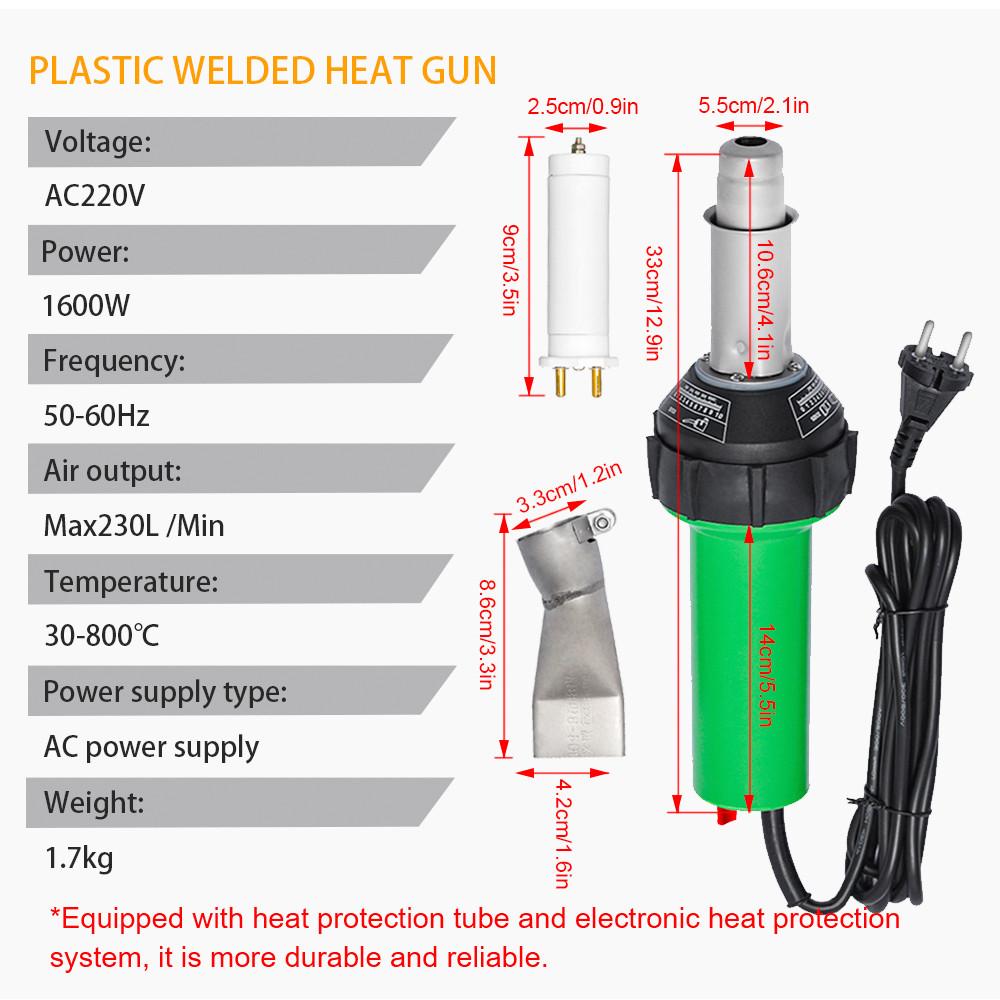 AC220V 1600W Plastic Welding Gun Machine Handheld Electric Hot Air Gun Portable Plastic Welding Torch Welder Tools Kit