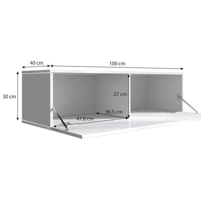 Meuble TV - LUKE - H1 - 100x30x40cm - Noir Et Blanc - Finition Brillante