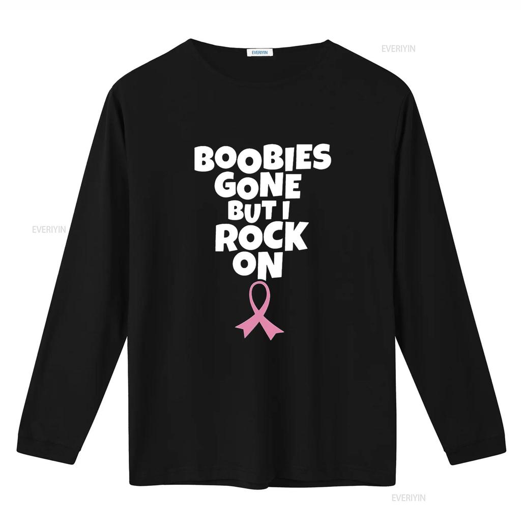 Womens Boobies Gone But I Rock On Funny Breast Cancer Mastectomy T Shirt Black vintage Washed Stylish streetwear Soft
