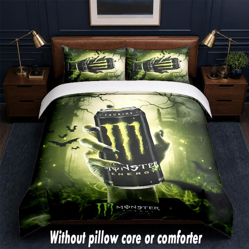 Set Biancheria da Letto Design Monster Energy 1 Copripiumino + 2 Federe Morbido Traspirante Biancheria da Letto per la Casa
