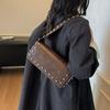 Rivet Small Bag Women's New Fashion Broadband Underarm Small Square Bag Autumn and Winter Retro Commuter Shoulder Bag