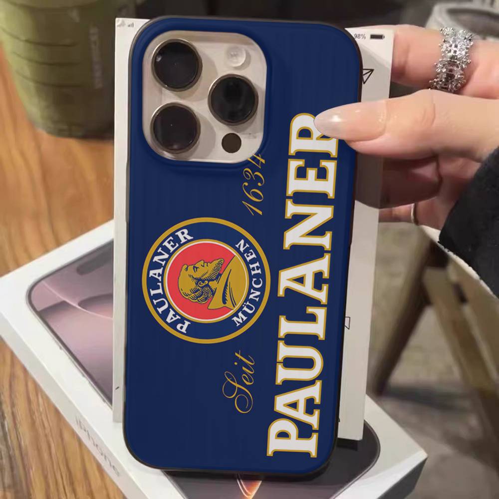 

German Beer P-Paulaner Phone Case For IPhone 17 16 15 14 13 12 11 Corrugated Frosted Soft Cover Anti-Slip iPhone 12 pro