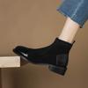 Krazing Pot Flock Autumn Winter Shoes Low Heels Size 43 Stretch Boots Back Patch Work Street Wear Elastic Ankle Boots