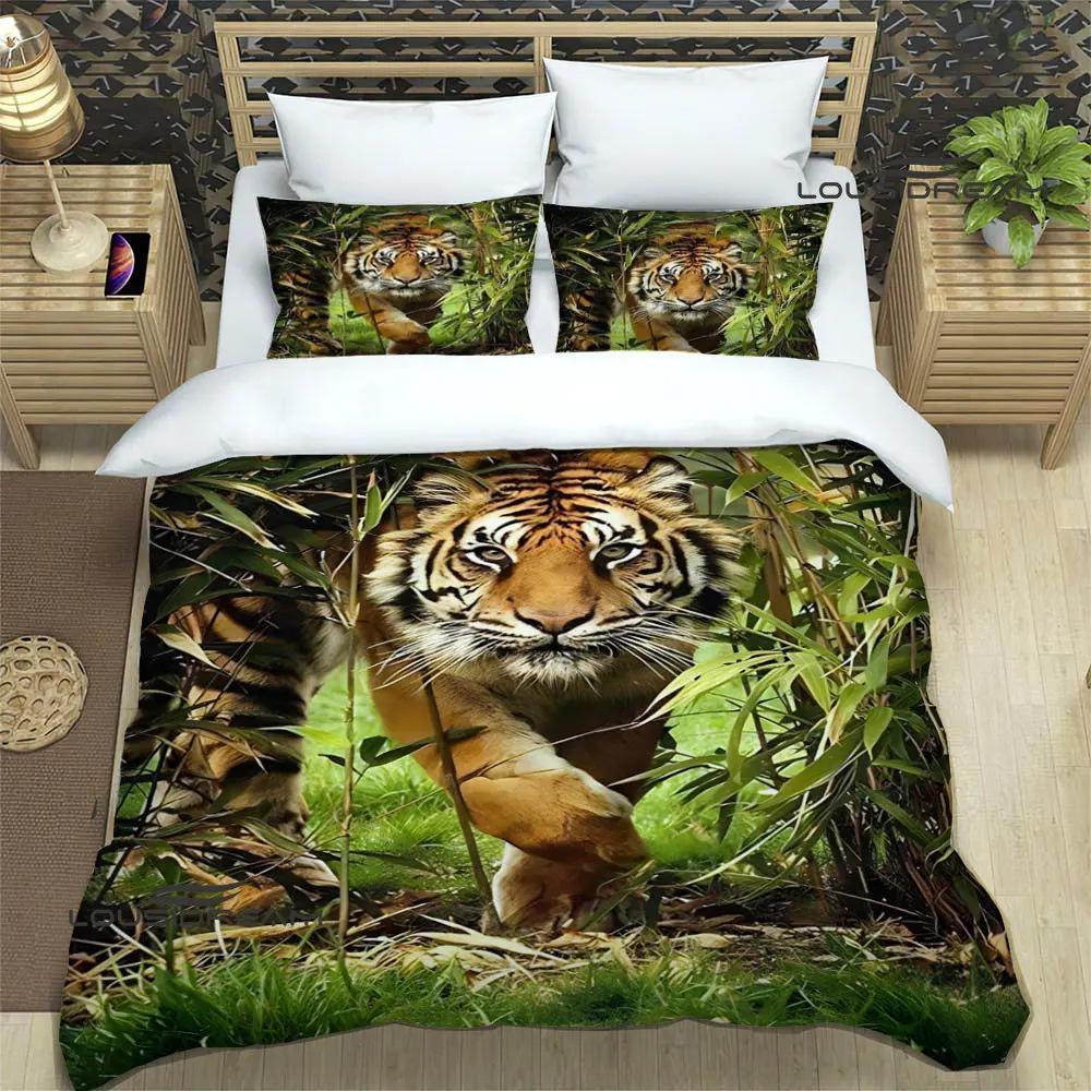 3D Tiger Digital Printing Bedding Set Duvet Cover Pillowcase Deluxe Set Fashion Design Three-Piece Set