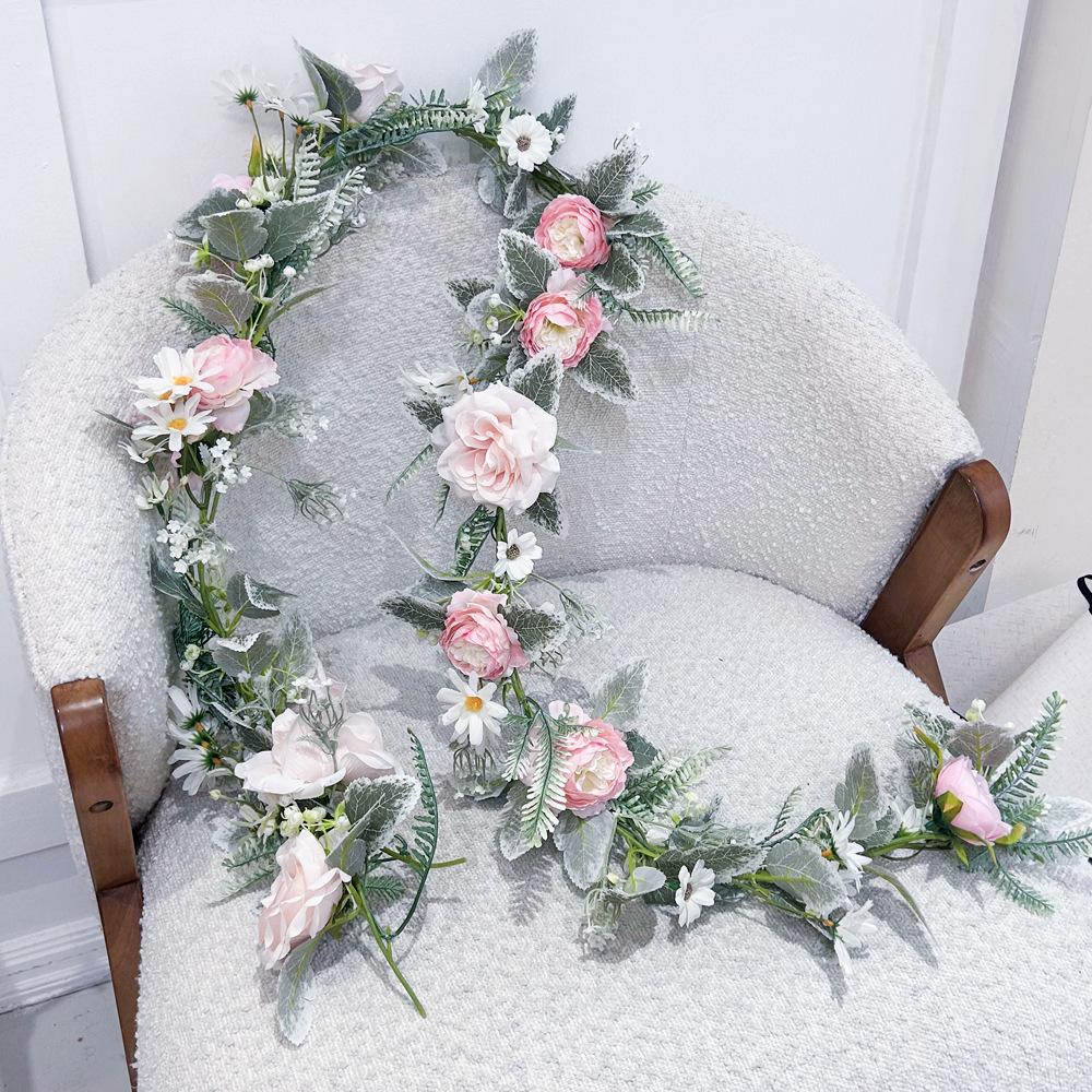 Artificial Imitation Rose Vine 1.8 Meters, Fake Flower Vine Home Outdoor Wedding Background Decoration