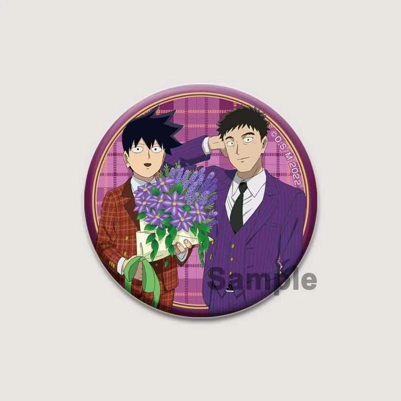 32/44/58mm Japanese Anime Mob Psycho 100 Badges On Backpack Accessories Lapel Pins Cartoon Brooches for Clothes Bag Decor Fans Gifts