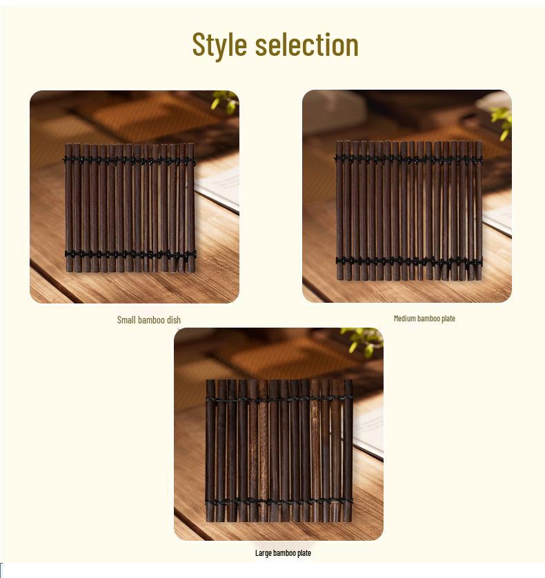 Retro Bamboo Tea Ceremony Coaster Set: Heat Insulation Placemat, Woven Tea Mat, Purple Bamboo Ornament, Tea Accessories.