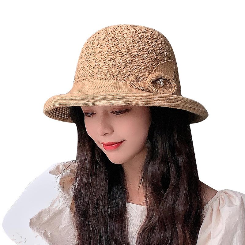 Spring and Summer Women's Solid Color Knitted Fisherman Hat Outdoor Sunshade Breathable Fashion Sweet Hat