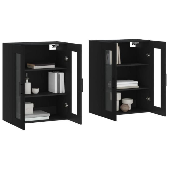 VidaXL Armoires murales 2 pcs noir bois d'ingénierie 3197962