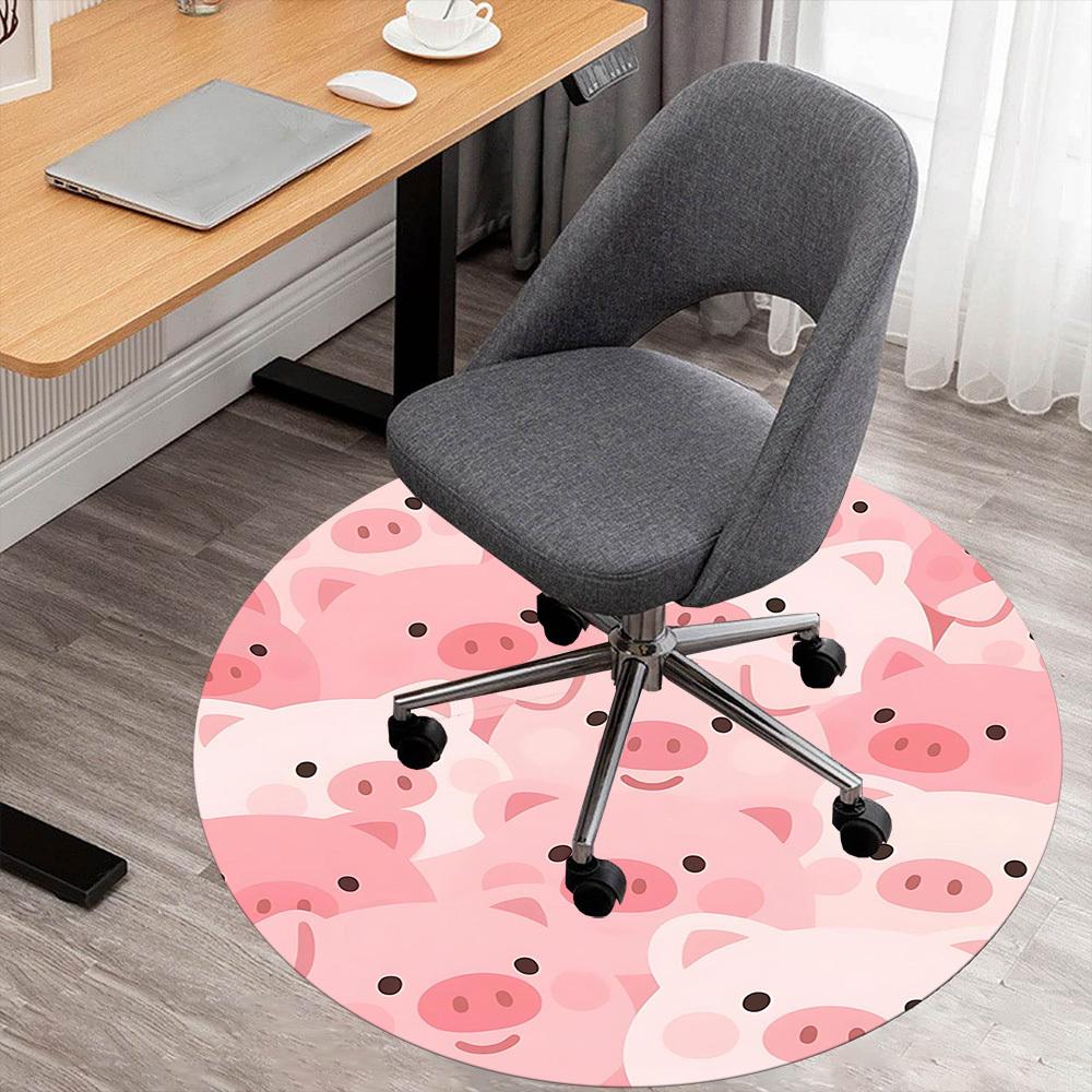 

1pc piggy pattern Round Chair mat Area Rug - Non-Slip, Floor Mat for Office, Bedroom, and Indoor Decor c1125133 80cm by 80cm