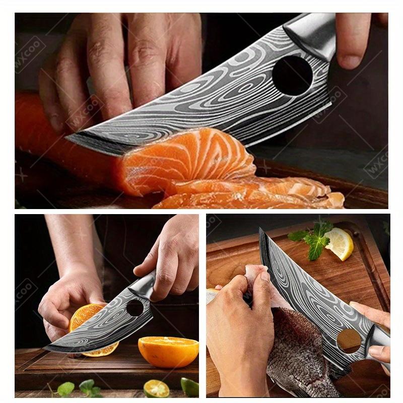 3 Pcs Handmade Forged Damascus Steel Chef Knife Set Kitchen Multipurpose Boning Meat Cleaver Vegetable Scissors Poultry Cutter