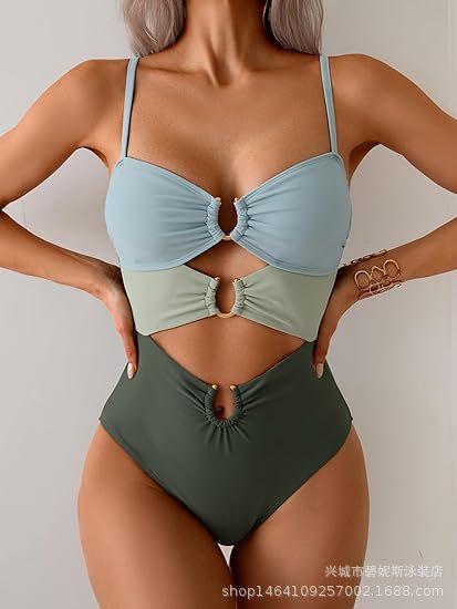 New swimsuit women's one-piece explosion sexy solid color bikini women's swimsuit