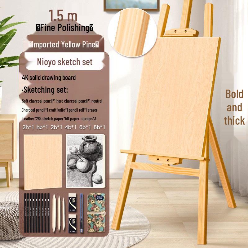 Children's Wooden Easel Art Set: Sketching & Painting Stand for Watercolors and Oils.
