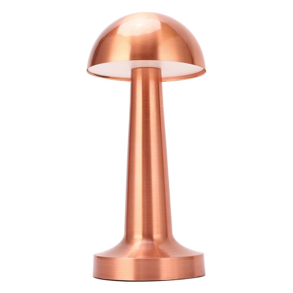 Cordless Mushroom Table Lamp USB Rechargeable 3 Colors Adjustable Dimmable Metal Cute Bedside Lamp