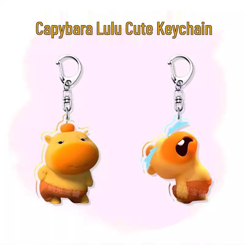 Baby Capybara Lulu Emoji Acrylic Keychain - Cute Cartoon Backpack Charm