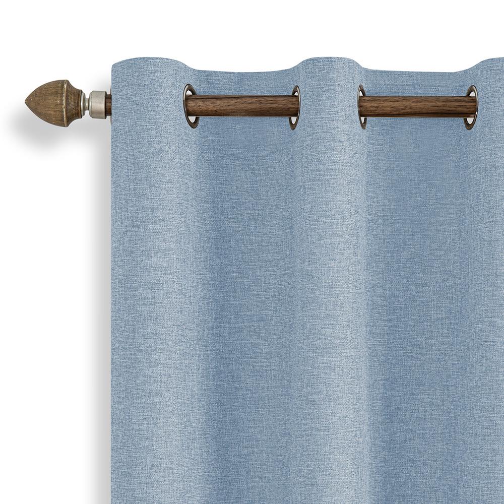 Dual-Sided Full Blackout Imitation Linen Curtains