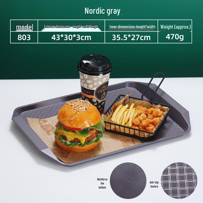 Nordic Rectangular Non-Slip Serving Tray for Fast Food, Schools, and Hotels.