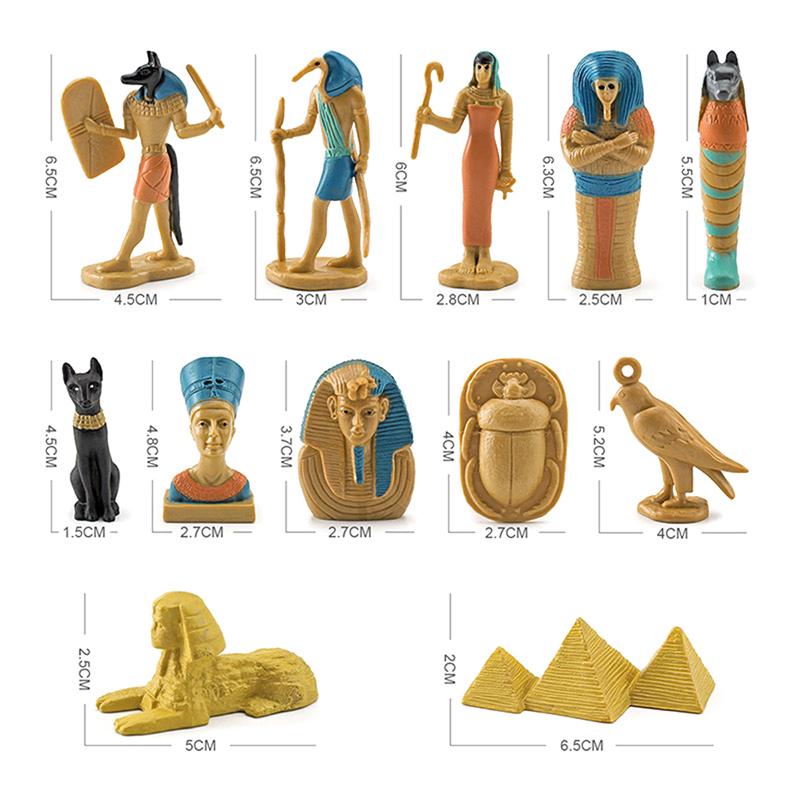 12X Ancient Egypt Figures Novelty High Simulation Small Statues Early Educational Toy Mummy Case Thoth Hieroglyph