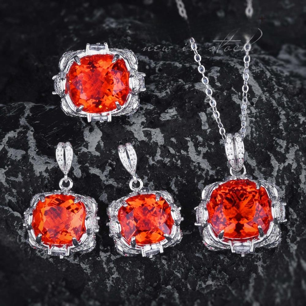 Aquamarine Topaz Pendant Large Carat Earrings Paraiaba Ring Green Diamond Jewelry Set