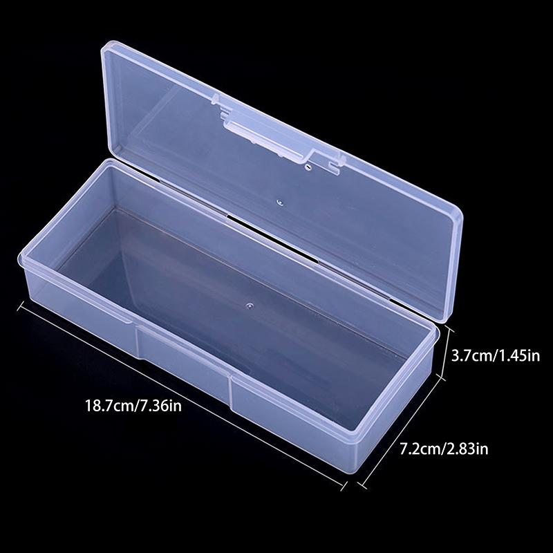 1Pc Nail Art Rectangle Plastic Transparent Storage Box Nail Rhinestone Brush Pen Buffer Grinding Files Container Case