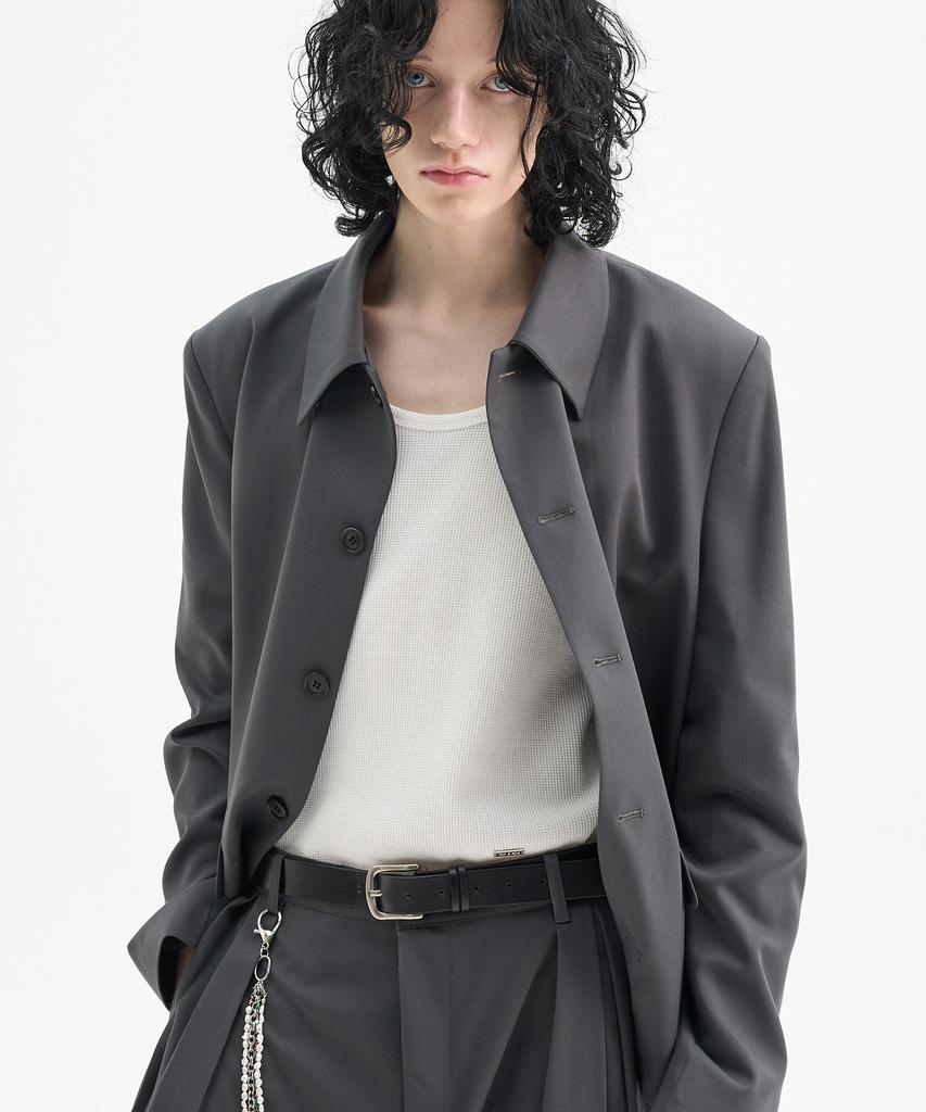 Trip Le Sens Custom Collar Hidden Snap Crop Blazer_Brown