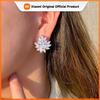 Huitan Sparkling Women Stud Earrings Full Shiny Cubic Zirconia Fashion Wedding Engagement Accessories Elegant Jewelry Lady Gift