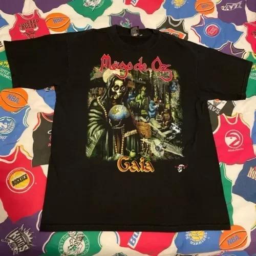 Vintage Mago De Oz Gaia Black Metalová Hudba Punková Kapela Španělský Folk Turné Tričko Krátký Rukáv Bavlněné Tričko Vintage Outfit Topy