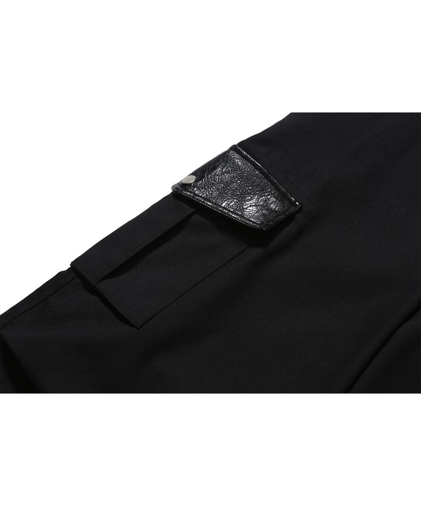 Tibioeseu Leather Detail Cargo Pants Black