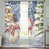 Cortinas transparentes de floco de neve de boneco de neve de Natal para crianças, quarto, sala de estar, cortinas de voile, cozinha de natal, cortina de tule