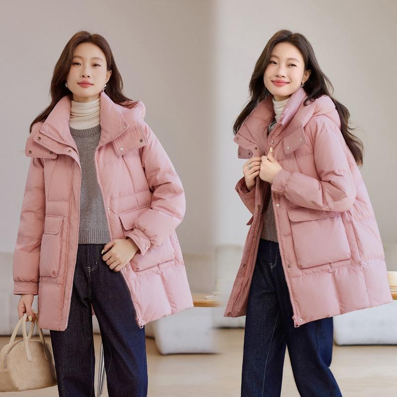 New Cotton-padded Clothes Women's Winter Medium and Long Cold-proof Clothes Fashionable and Thin Versatile Hooded Cotton-padded Jacket