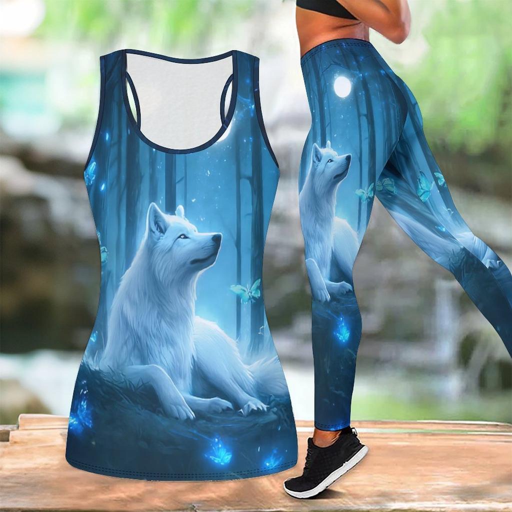 Animal Pattern Print Yoga Outfit for Women Fashion Workout Leggings Fitness Sports Casual Yoga Set Sports Suit