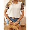 2026 New Polka Dot Mesh Patchwork Short Sleeve T-Shirt for Women, Elegant and Stylish Round Neck Top